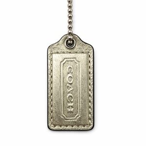Coach Hangtag, Gold/Champagne & w/silver ball chain, 2”